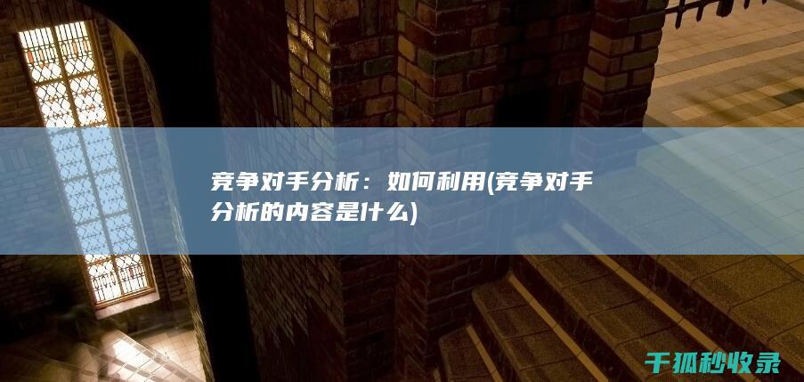 竞争对手分析：如何利用 (竞争对手分析的内容是什么)